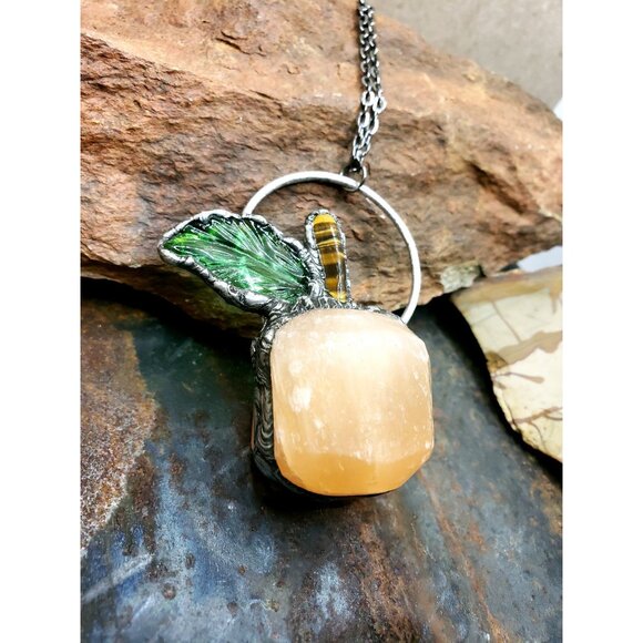 Halloween Pumpkin Crystal Necklace Handmade Halloween costume jewelry - Picture 9 of 11